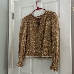 American Eagle Outfitters Floral Tan Blouse